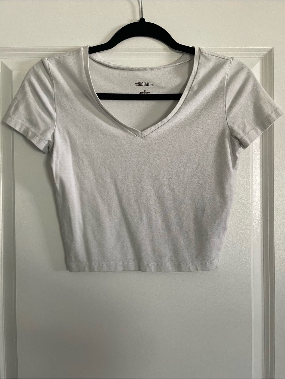 wild fable White V-Neck Cropped Tee
